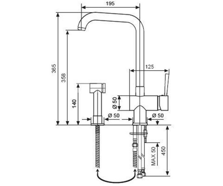 Смеситель EMMEVI PIPER для кухни з висувною лійкою хром врезная на 2 отв CR45068 CR45068 фото