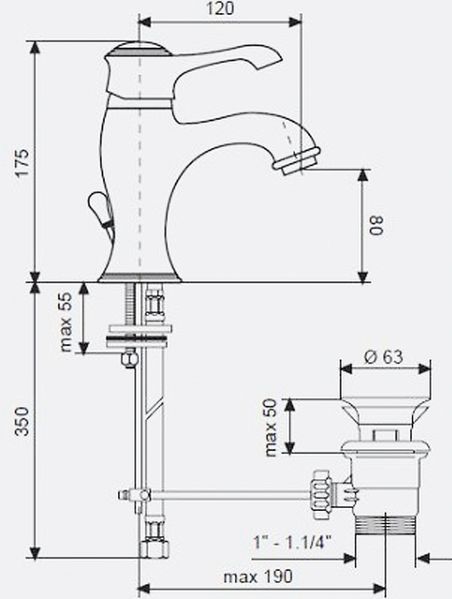 Змішувач TIFFANY умивальник білий-хром BC6003 BC6003 фото
