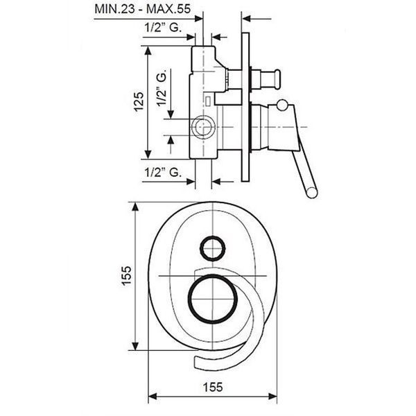 Смеситель EMMEVI TWIST для ванной встроенная синий CBL6619 CS6619 фото