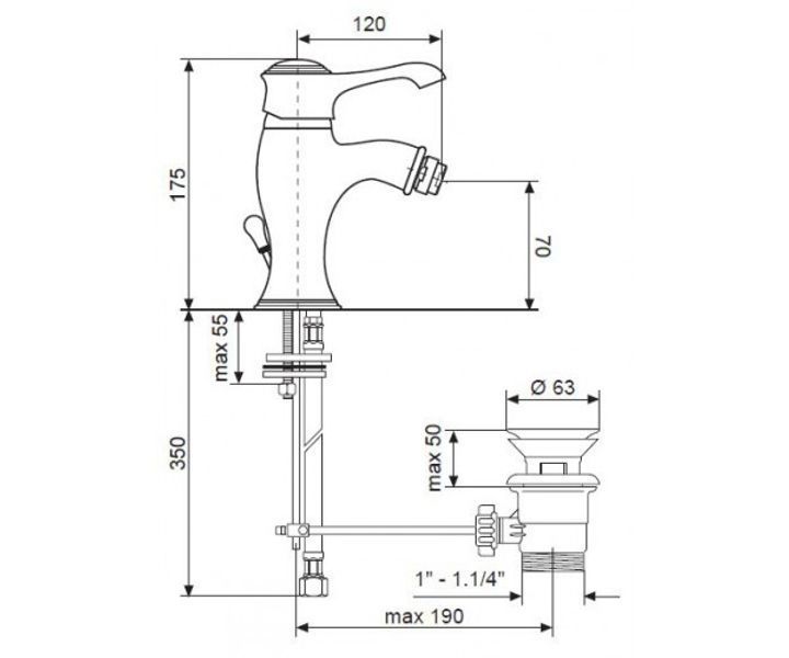Смеситель EMMEVI TIFFANY для биде ЧОРНИЙ NEO6004 BIO6004 фото