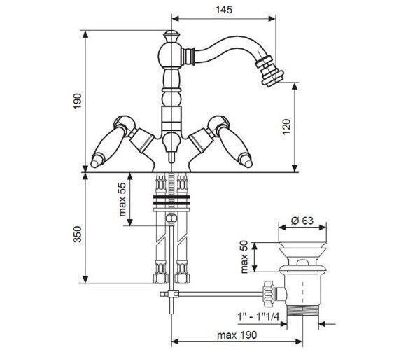 Смеситель EMMEVI DECO ceramica умывальник бронза BR121615 CR121615 фото